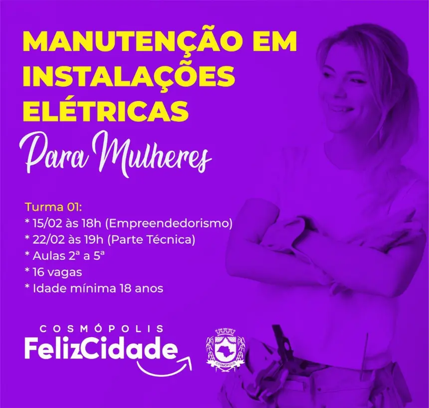 Atenção mulheres, oportunidade para aperfeiçoamento e qualificação profissional