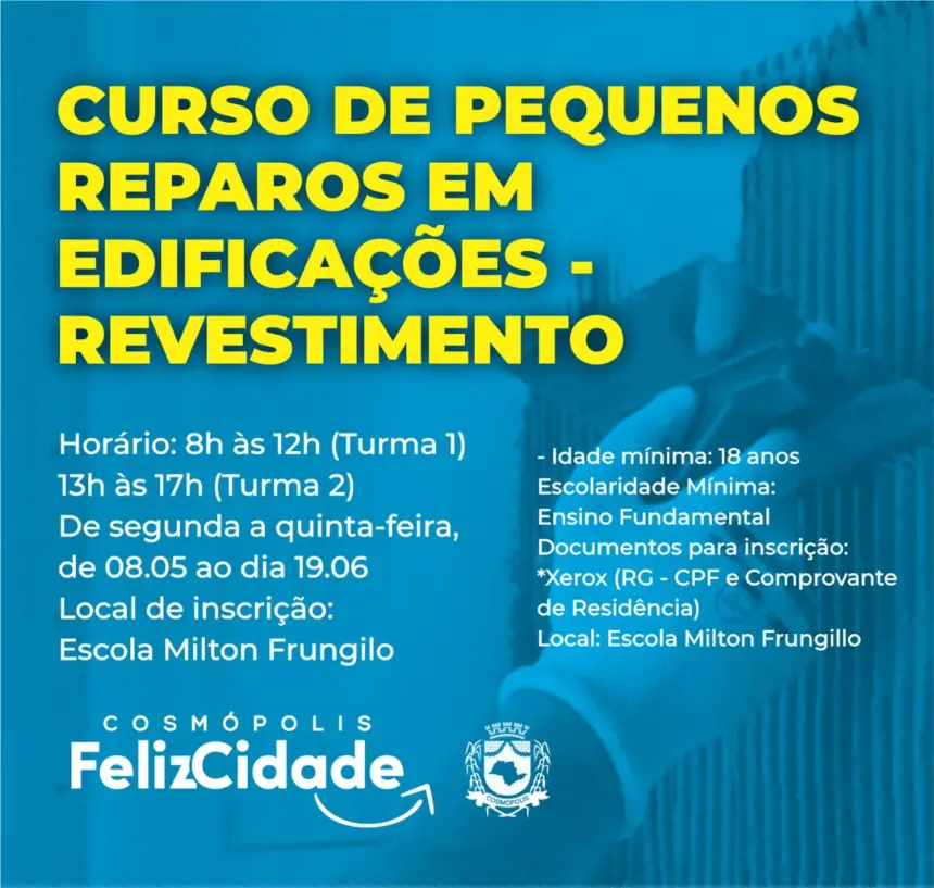 ‘EMEP Frungillo’ abre inscrições para curso de pequenos reparos