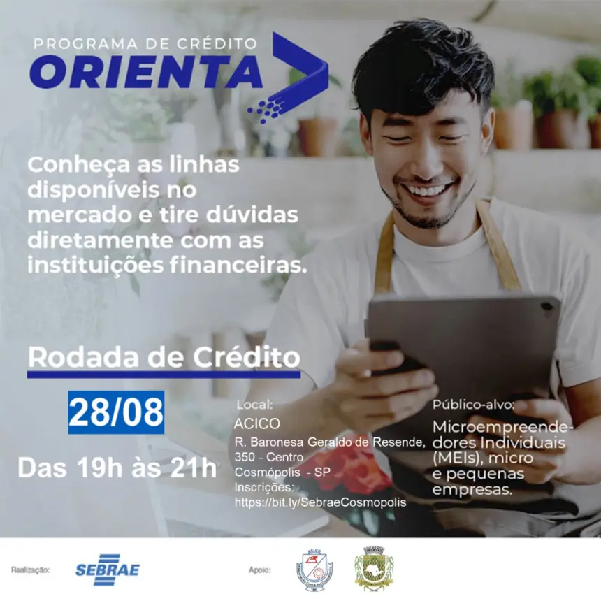 RODADA DE CRÉDITO para MEIs, micro e pequenas empresas!