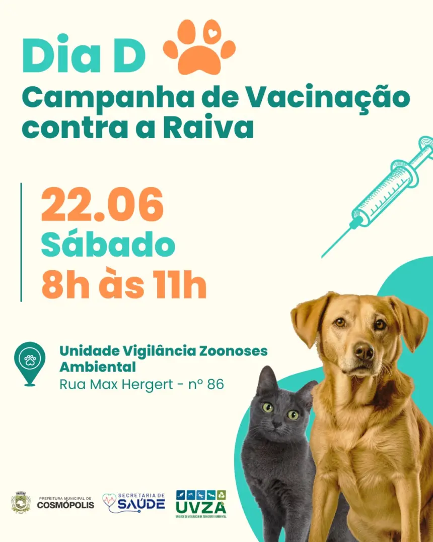 DIA ‘D’ Campanha de Vacinação contra a raiva