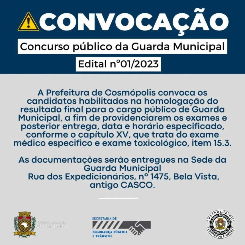 Convocação – Concurso público da Guarda Municipal