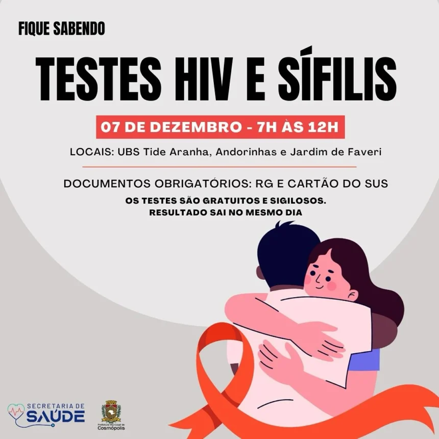 Testes gratuitos de HIV e sífilis