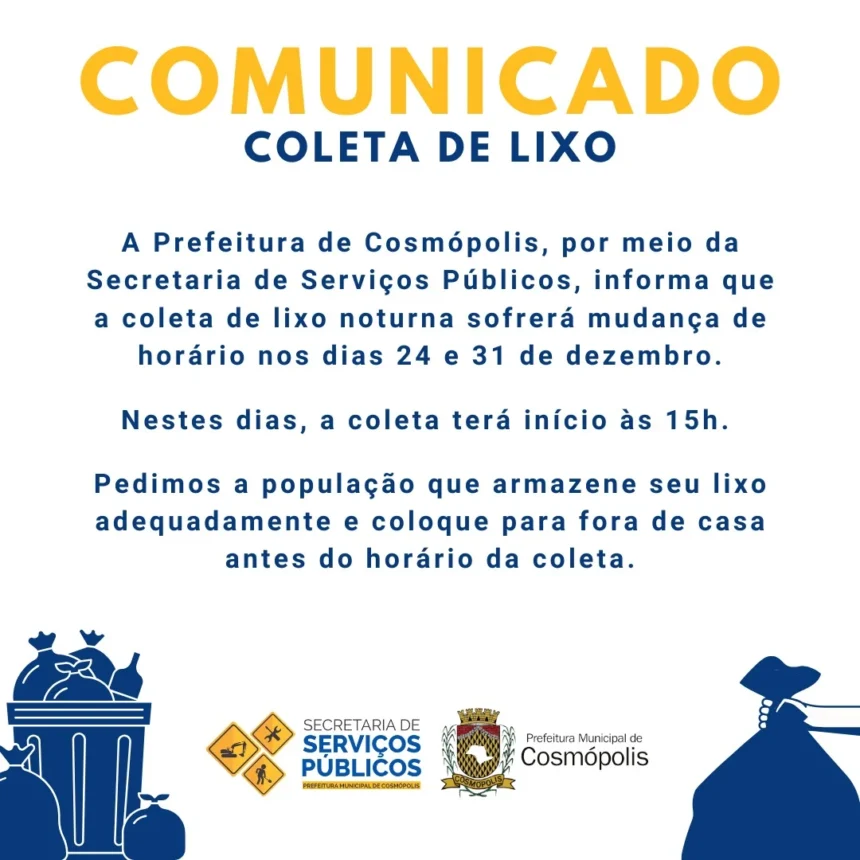 Comunicado coleta de lixo