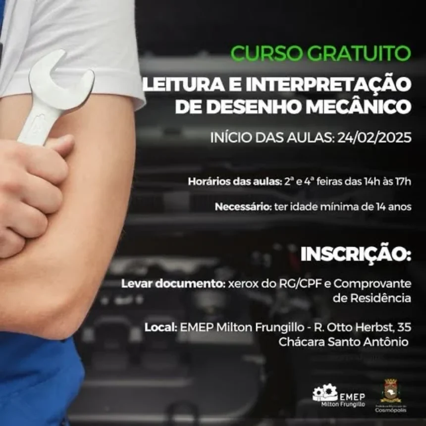 Vagas para curso na EMEP Milton Frungilo