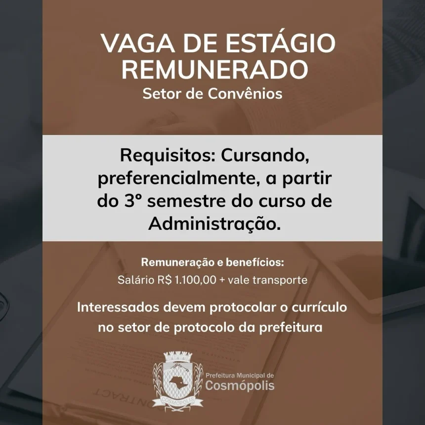 Vaga para estudantes de administração