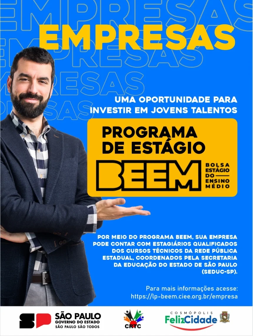 Empresas de Cosmópolis podem investir no futuro e descobrir novos talentos com o BEEM