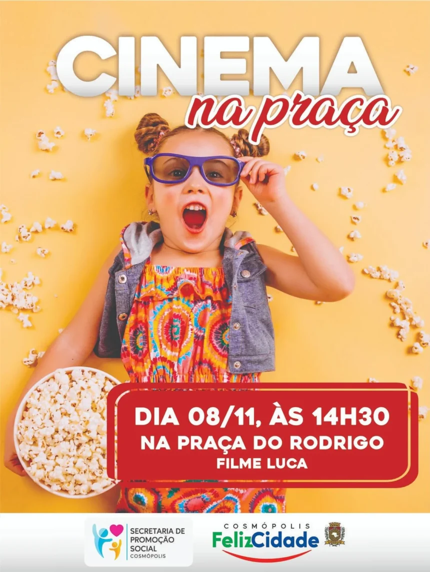 Cinema na praça! Tragam as crianças para assistirem ai filme “Luca” neste sábado (8)
