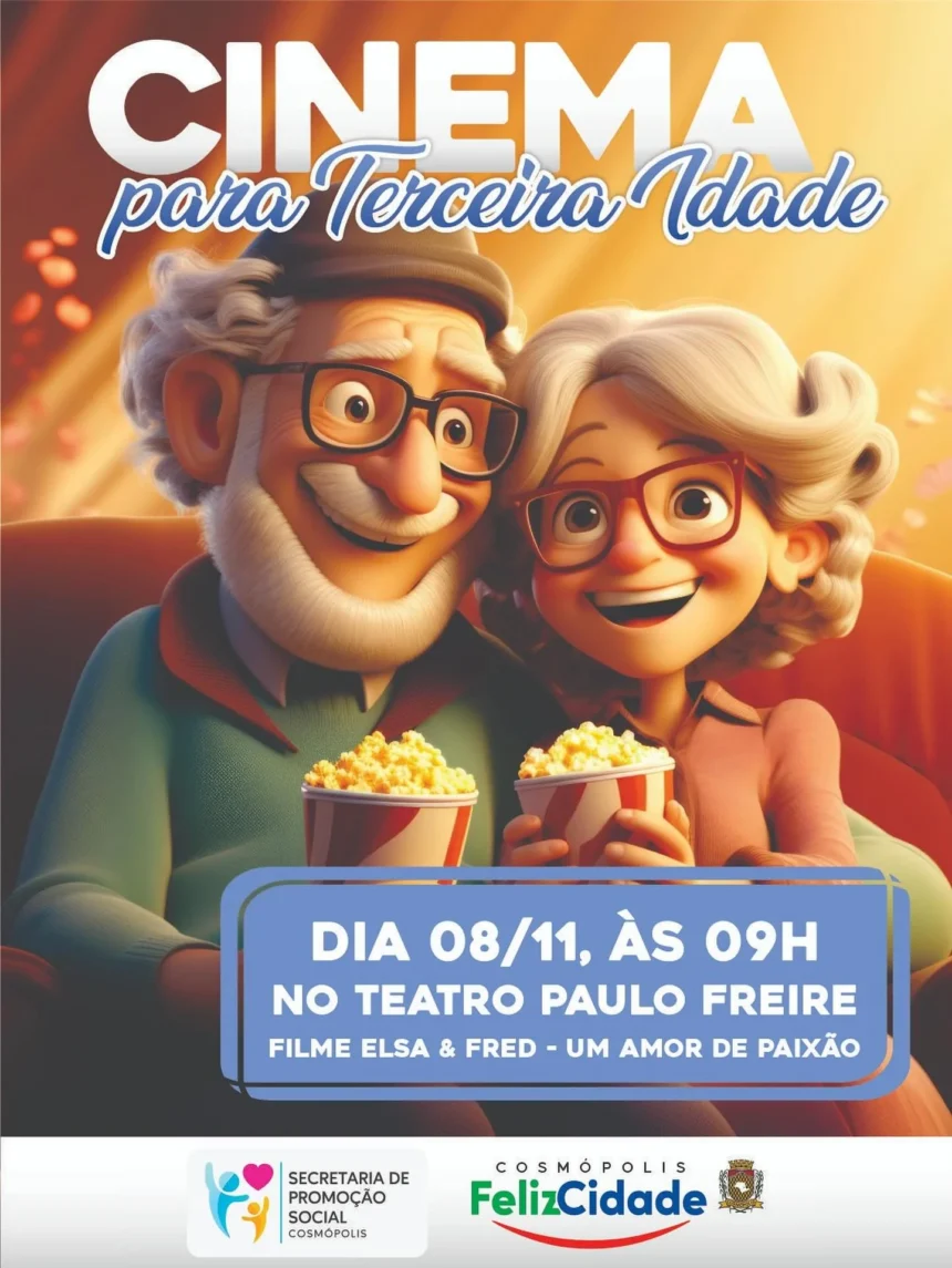 Cinema para terceira idade! Não perca, é neste sábado (8)!