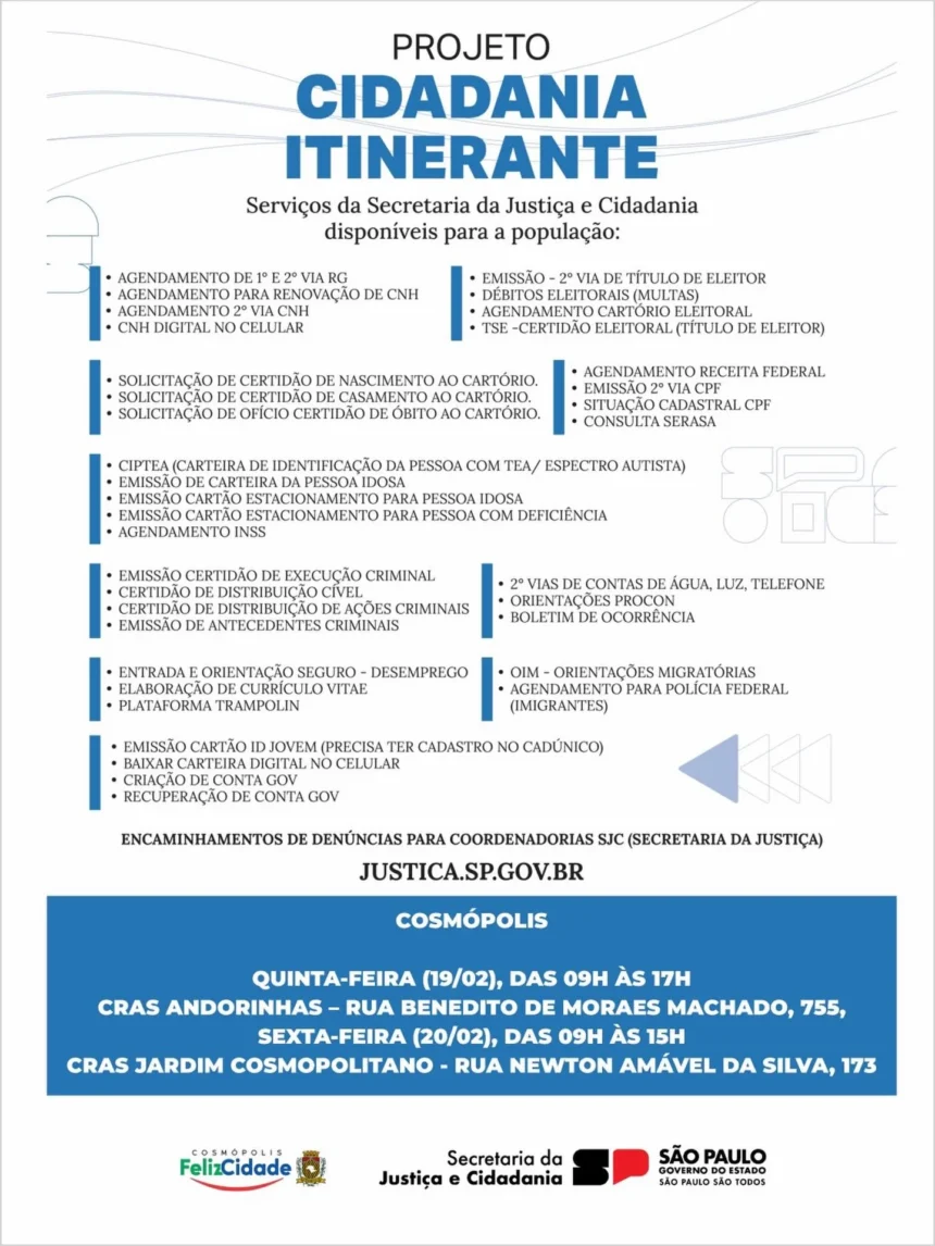 Projeto Cidadania Itinerante em Cosmópolis