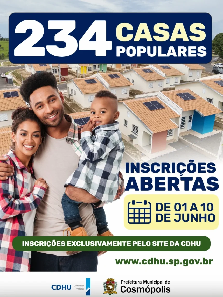 Edital: Inscrições casas CDHU