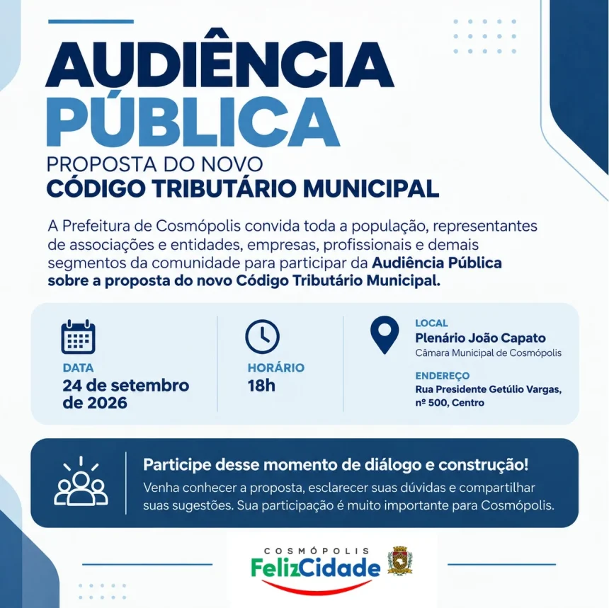 Audiência Pública sobre a proposta do novo Código Tributário Municipal