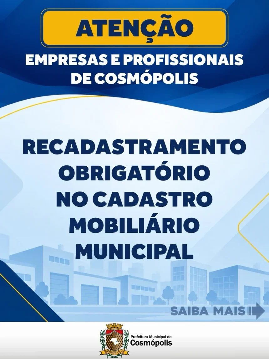 Prefeitura convoca contribuintes para atualizar cadastro mobiliário